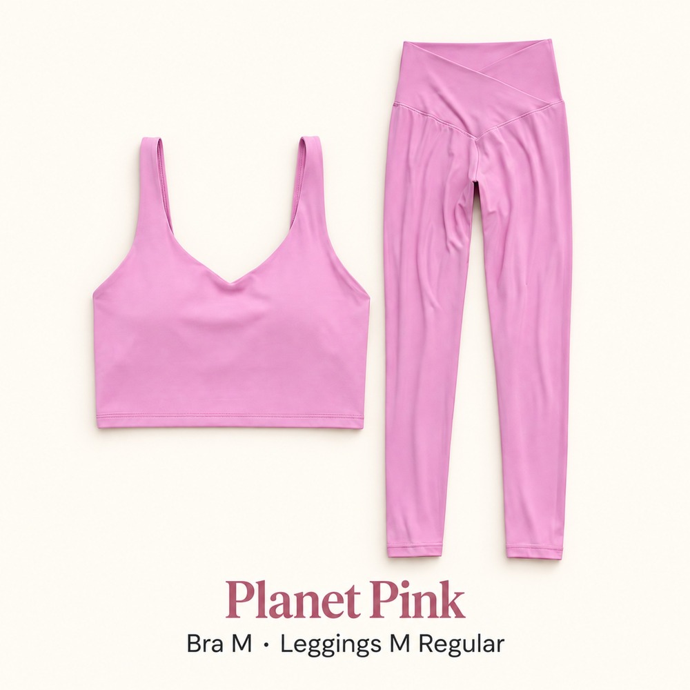 Aerie Planet Pink Bra & Crossover Leggings Bundle M
